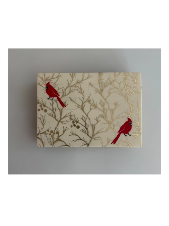 Accessories - Red nwt Cardinal Decorative Trinket Box with Gold Branch Detail 7 x 5 x 2